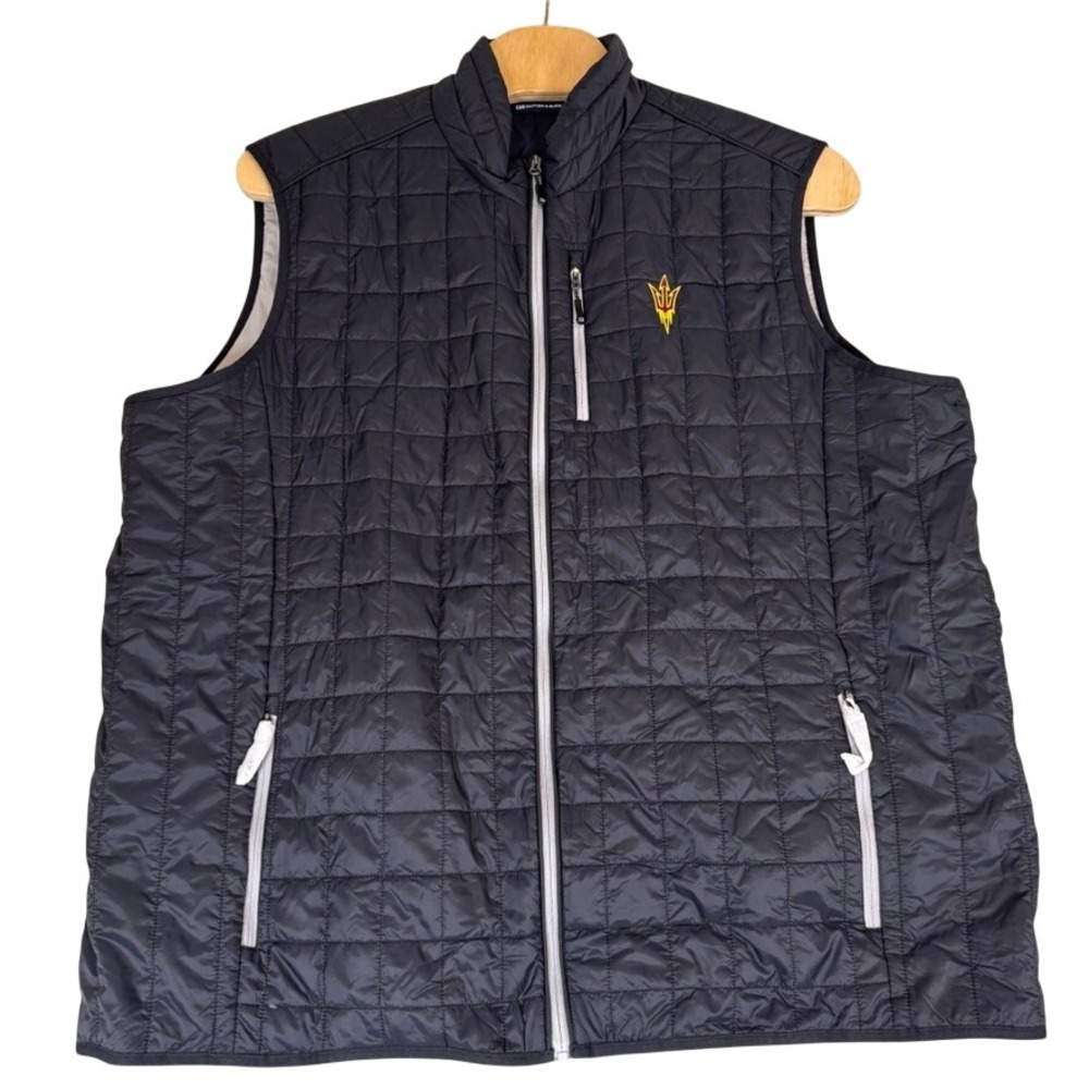 Cutter & Buck ASU Sun Devils Black Quilted Vest Mens 4XT Big & Tall Full Zip